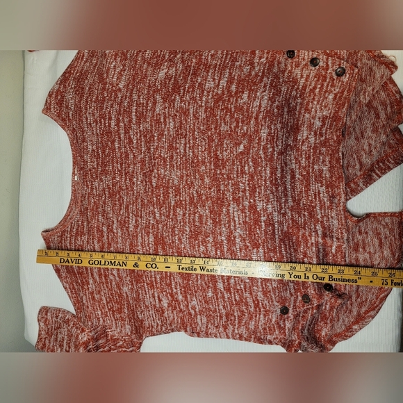 Donated! EST. 1946 Womens Heather Red Button Back Leather Elbow Patches sz L - Picture 8 of 10